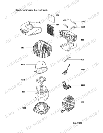 Взрыв-схема пылесоса Electrolux ZE2220 - Схема узла Internal parts